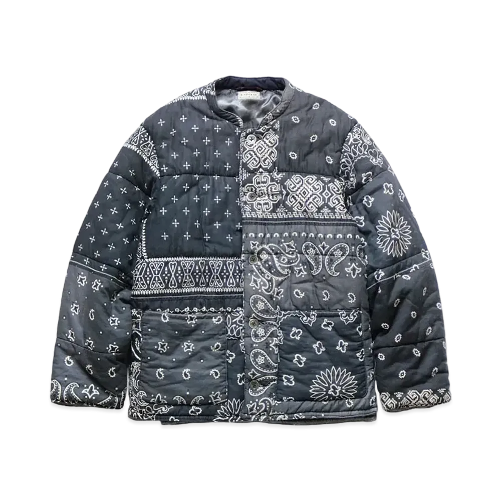 KAPITAL GAUZE BANDANA PATCHWORK QUILTS BLOUSON "Black"