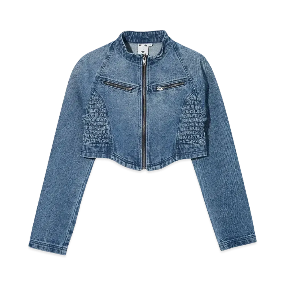 X-Girl Zip Up Stand Collar Denim Jacket "Indigo"