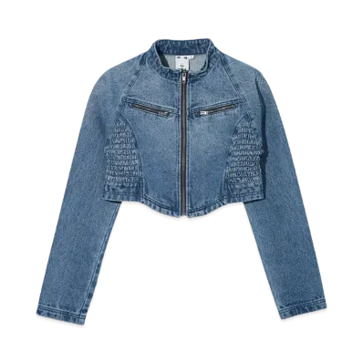 X-Girl Zip Up Stand Collar Denim Jacket "Indigo"