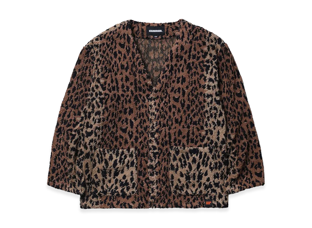 NEIGHBORHOOD x Hippopotamus . Terry Cloth Cardigan LS "Leopard"