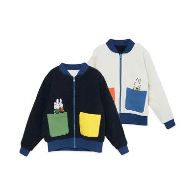 graniph x Miffy & Darn Kids Reversible Fleece Boa Blouson "Heather Natural"