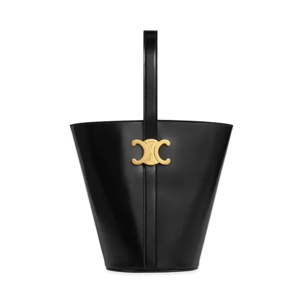 CELINE Bucket Triomphe In Shiny Calfskin "Black"