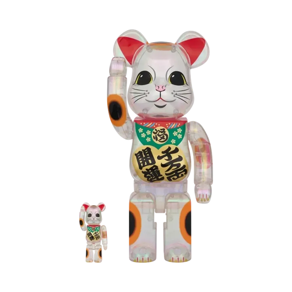 MEDICOM TOY "BEARBRICK" Lucky Cat Lucky Ten Million Ryo Transparent Plating 100% & 400%