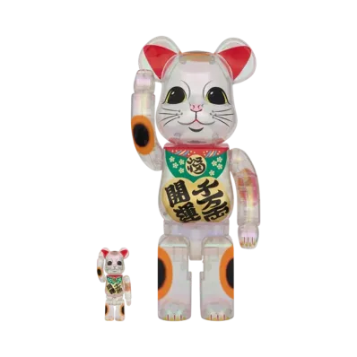 MEDICOM TOY "BEARBRICK" Lucky Cat Lucky Ten Million Ryo Transparent Plating 100% & 400%