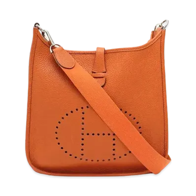 Hermes Evelyne 1 Taurillon Clemence "Orange/Silver"