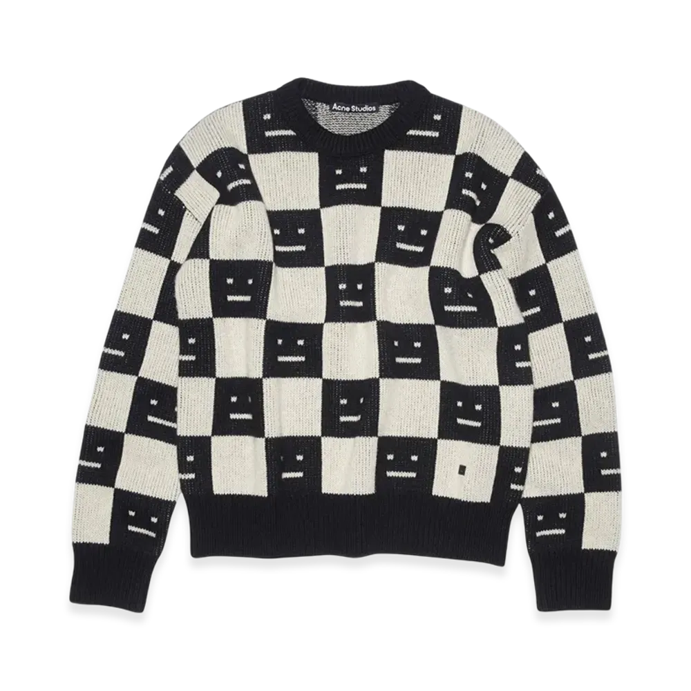 Acne Studios Crewneck Wool Sweater "Black/Oatmeal Beige"