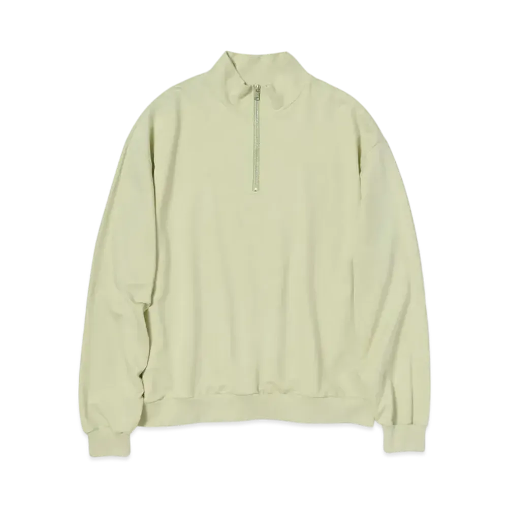 AURALEE Elastic High Gauge Sweat Half Zip P/O "Pistachio"