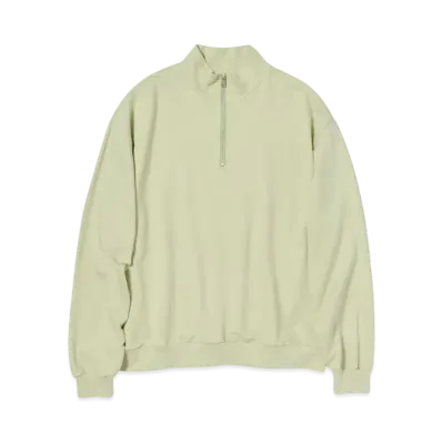 AURALEE Elastic High Gauge Sweat Half Zip P/O "Pistachio"