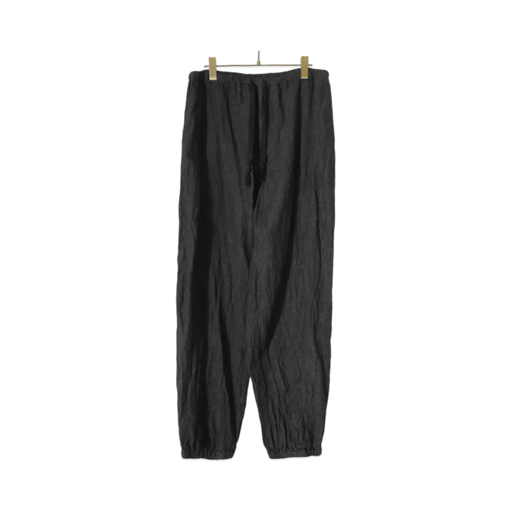 COMOLI Linen Drawstring Trousers "Charcoal"