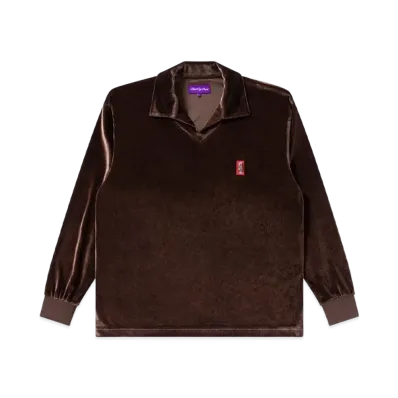 BlackEyePatch Small HWC Collared Velour Pullover "Brown"