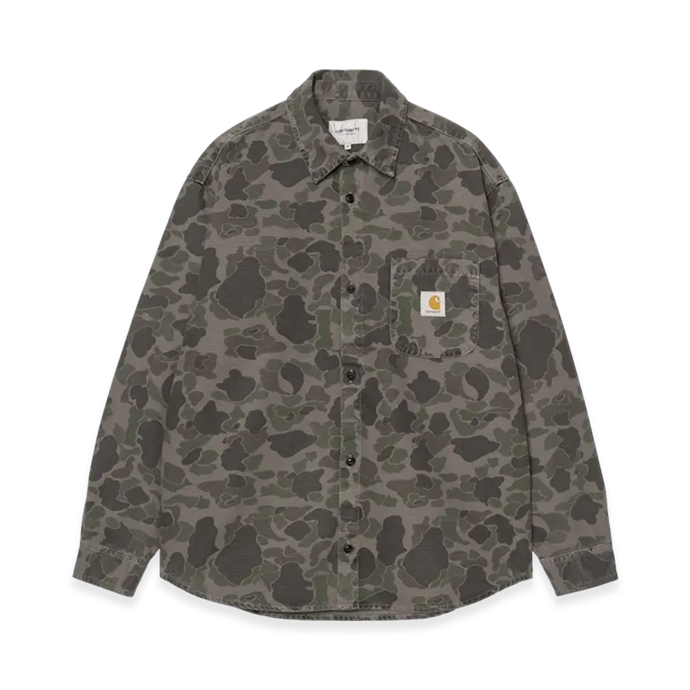 Carhartt WIP L/S Duck Shirt "Camo Duck Green/Porphyry Garment Dyed"