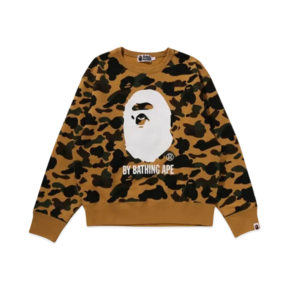 A BATHING APE Bape Ladies 1St Camo By Bathing Ape Crewneck Sweatshirt "Yellow"