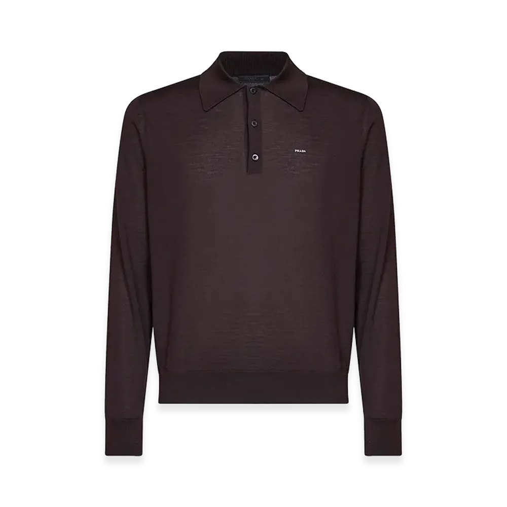 PRADA Long Sleeve Polo Shirt "Brown"