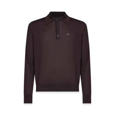 PRADA Long Sleeve Polo Shirt "Brown"