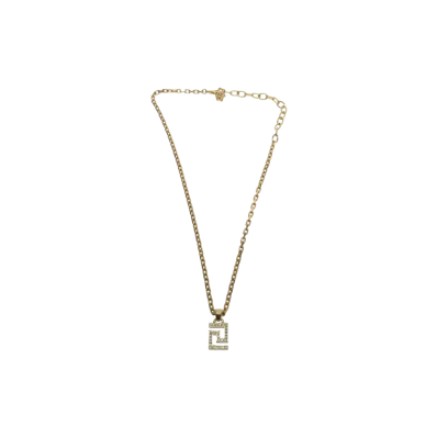 VERSACE Rhinestone Greca Necklace "Gold"