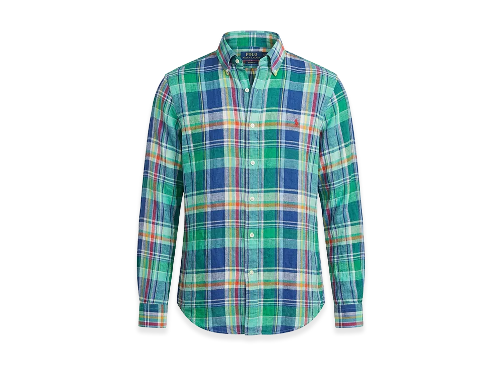 Polo Ralph Lauren Classic Fit Linen Check Shirt "Green"