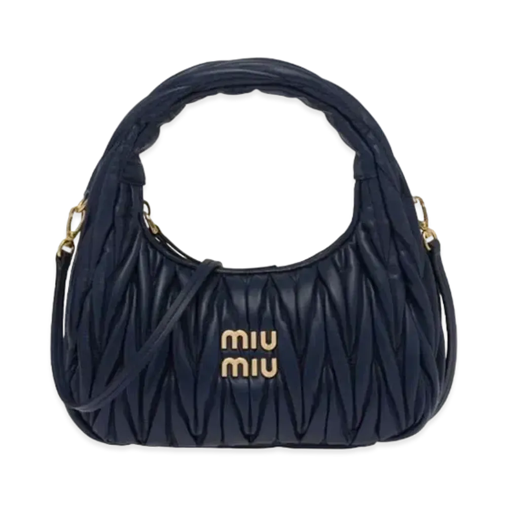 MIUMIU Wander Matelasse Nappa Leather Hobo Bag "Navy"