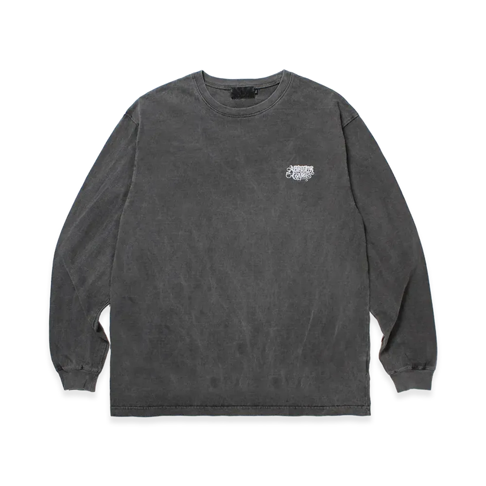 APHRODITEGANG Small Classic Logo Embroidery Garment Dye L/S Tee "Black/White"