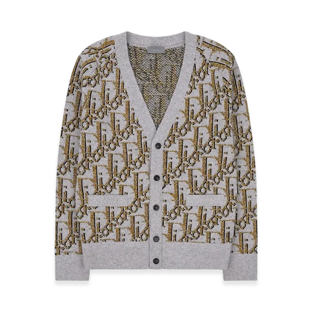 Dior Oblique Cardigan Wool Jacquard "Beige/Brown"