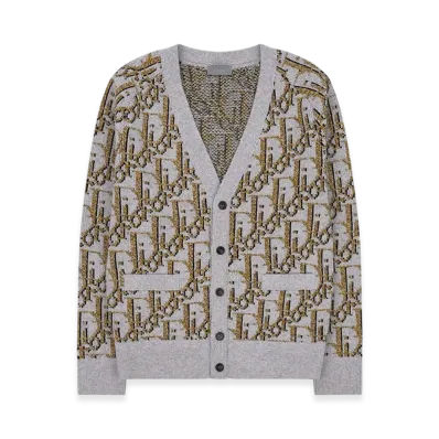 Dior Oblique Cardigan Wool Jacquard "Beige/Brown"