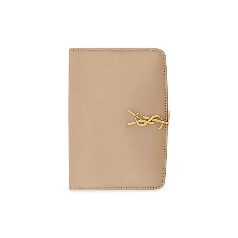 Saint Laurent Voltaire Passport Case "Dark Toffee"