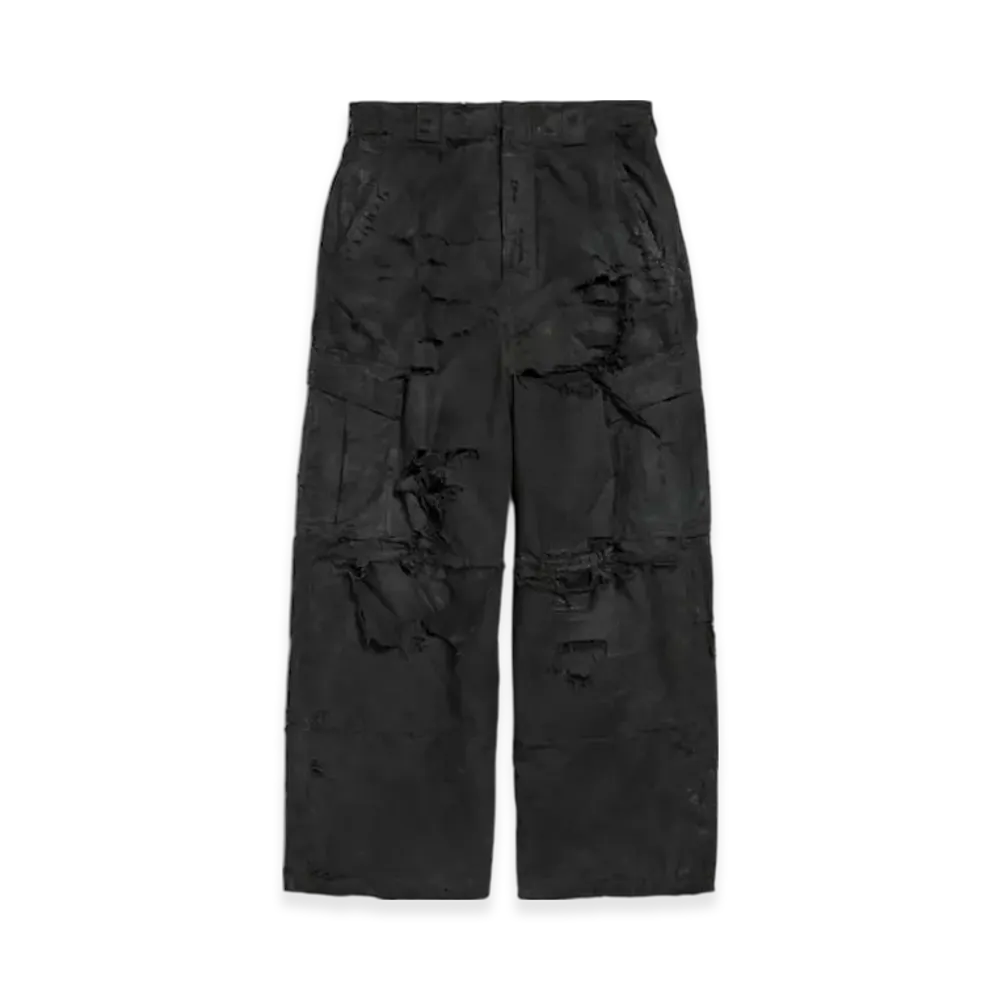 BALENCIAGA Men's Distressed Large Cargo Pants "Black"