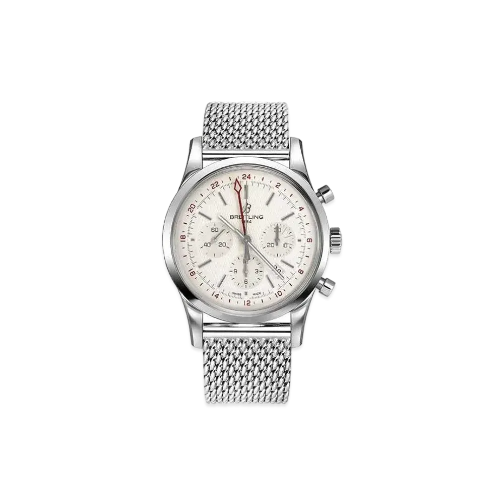 Breitling Transocean Chronograph GMT "Silver/Stainless Steel"