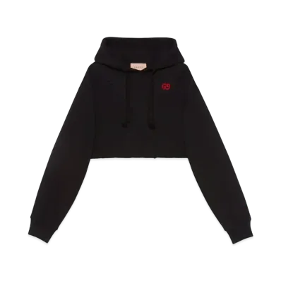 GUCCI Cropped Hooded Cotton Sweatshirt "Black"