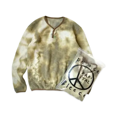 KAPITAL Reverse Fleece Tie Dye Pack Long Tee "Yellow Khaki"