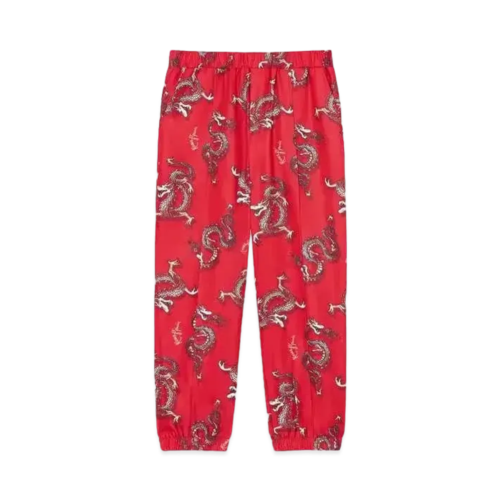KENZO 'YEAR OF THE DRAGON' Print Pants "Medium Red"