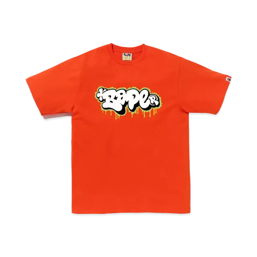 A BATHING APE Bape Graffiti Logo Tee "Orange"
