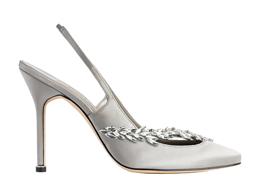 Manolo Blahnik × BALENCIAGA Women's 105mm Slingbacks "Gris Plume"