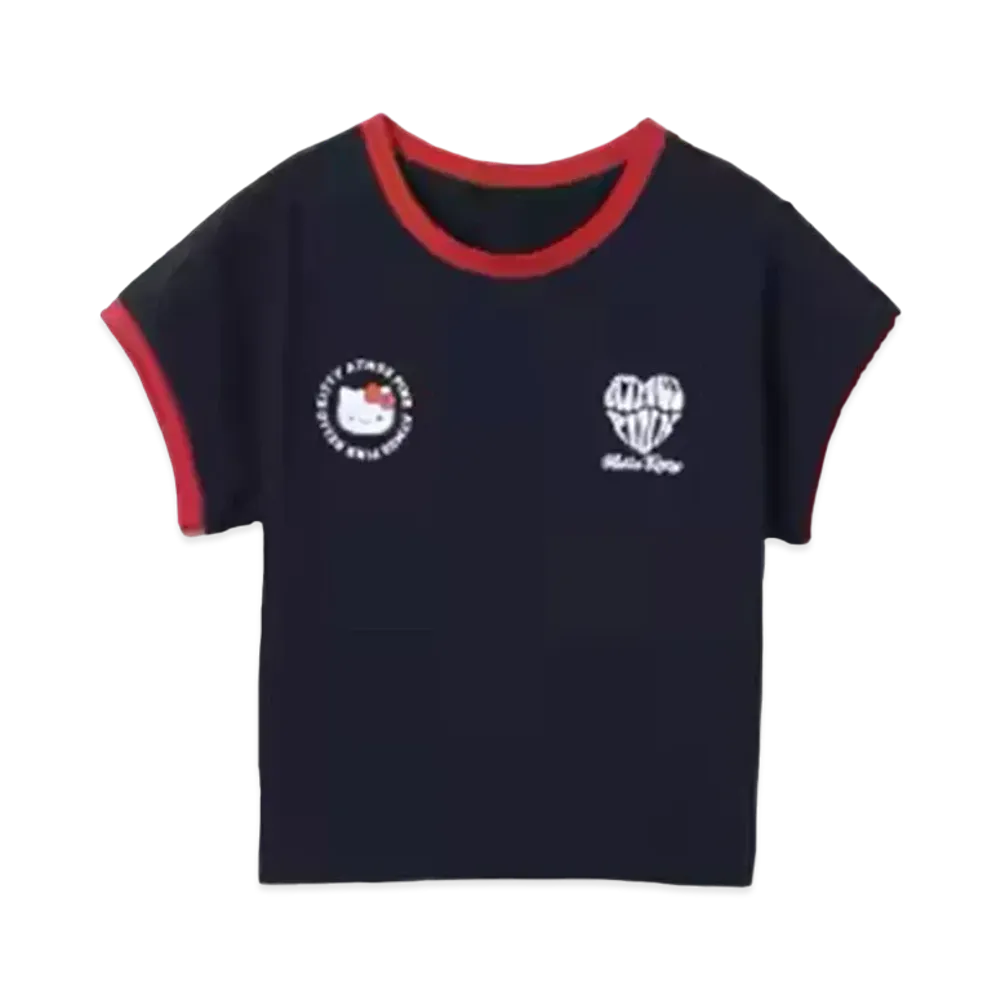 atmos pink x HELLO KITTY Ringer T-shirt "Navy"