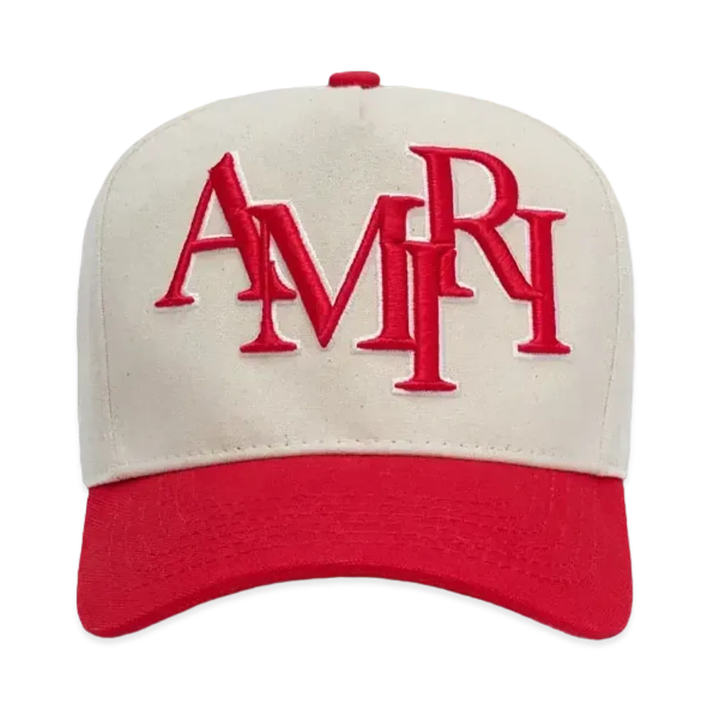 AMIRI Staggered AMIRI Canvas Hat "Alabaster Red"