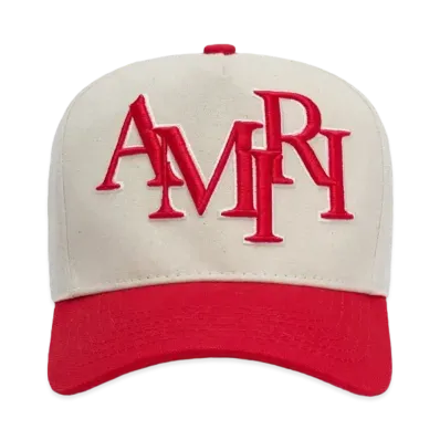 AMIRI Staggered AMIRI Canvas Hat "Alabaster Red"