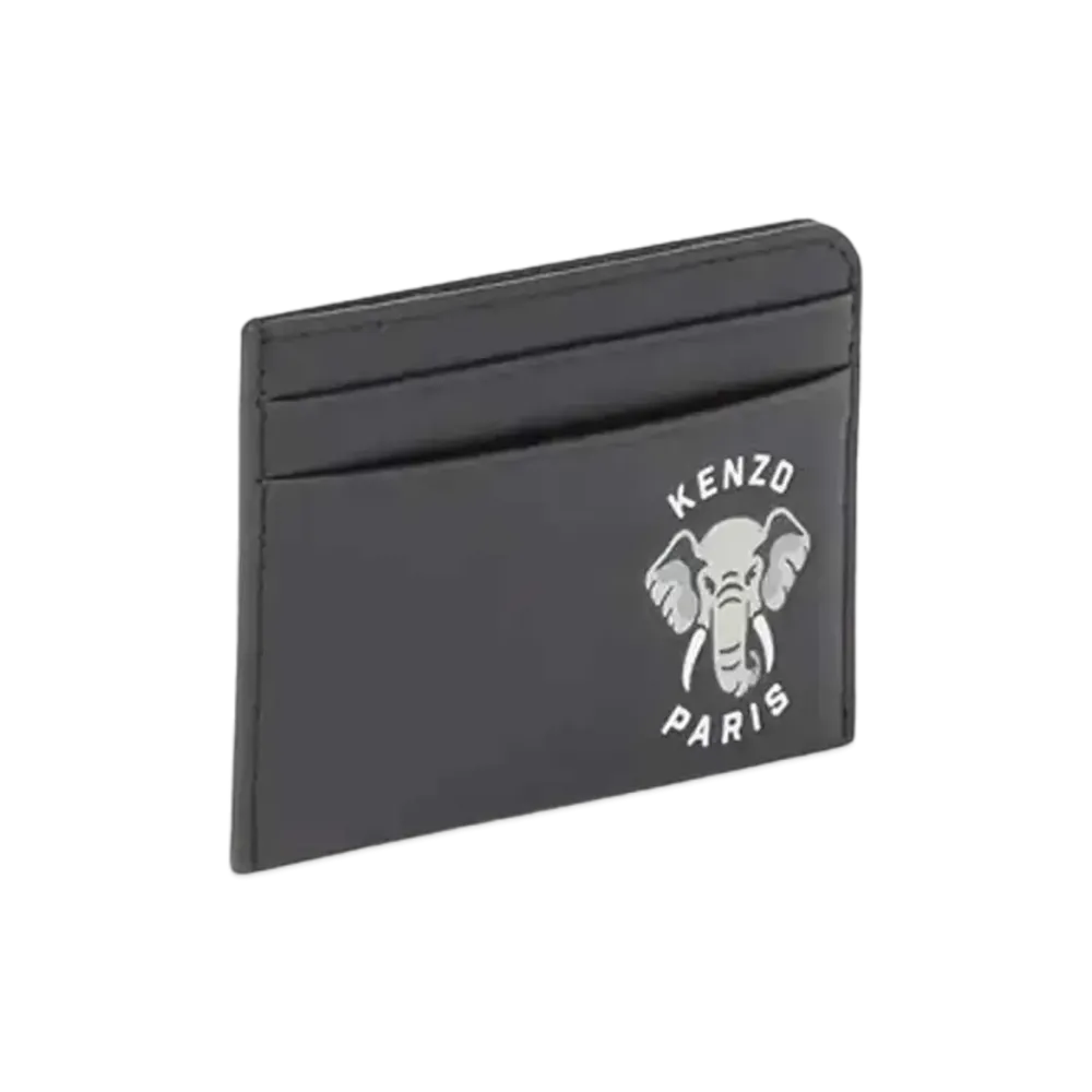 KENZO 'VARSITY' Leather Card Holder "Black"