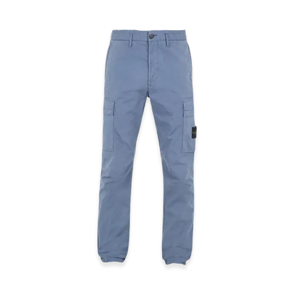 Stone Island 30410 Supima Cotton Twill Stretch-TC Regular Fit Cargo Pants - 24SS "Avio Blue"