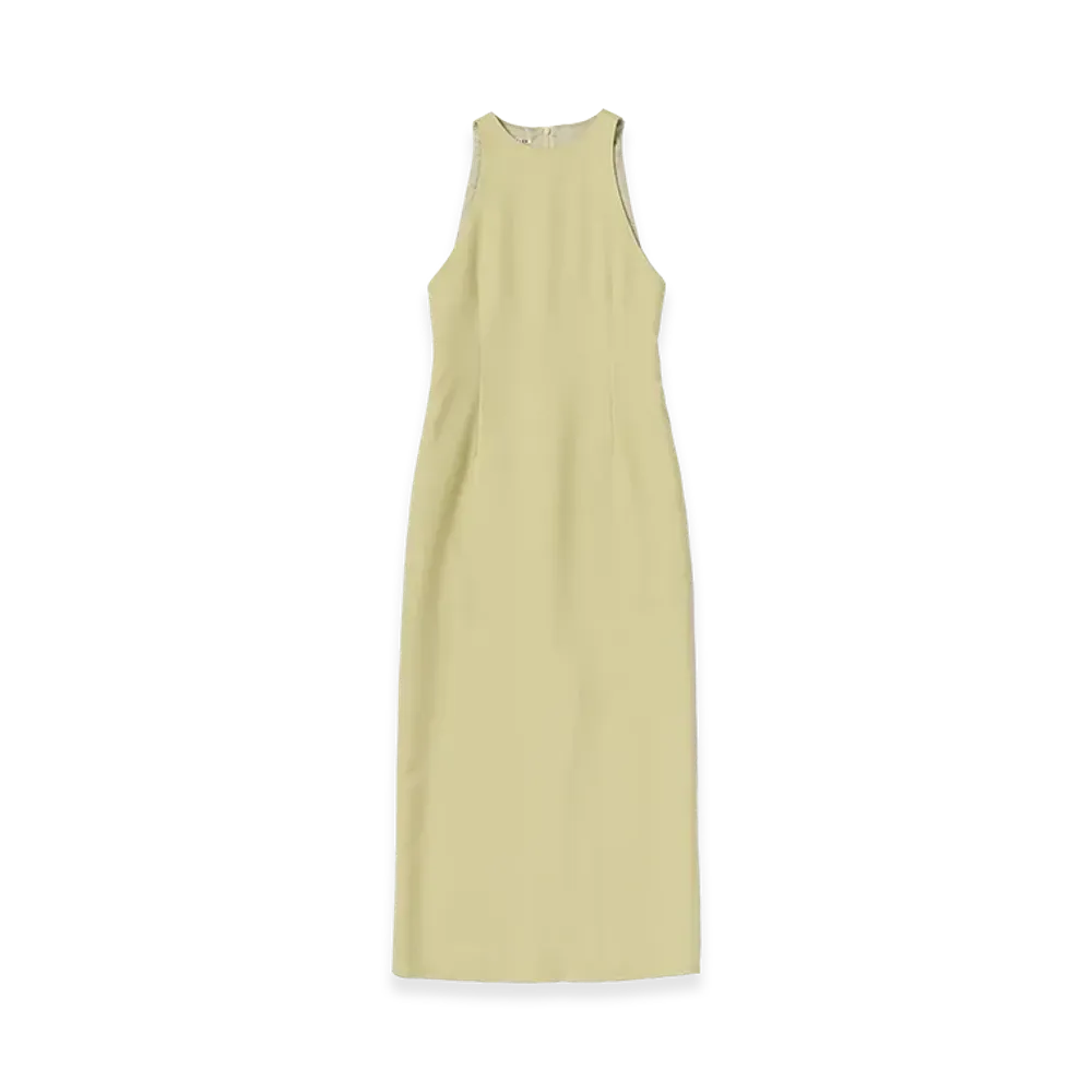 AURALEE Women's Tense Wool Double Cloth Sleeveless Dress "Lime Beige"