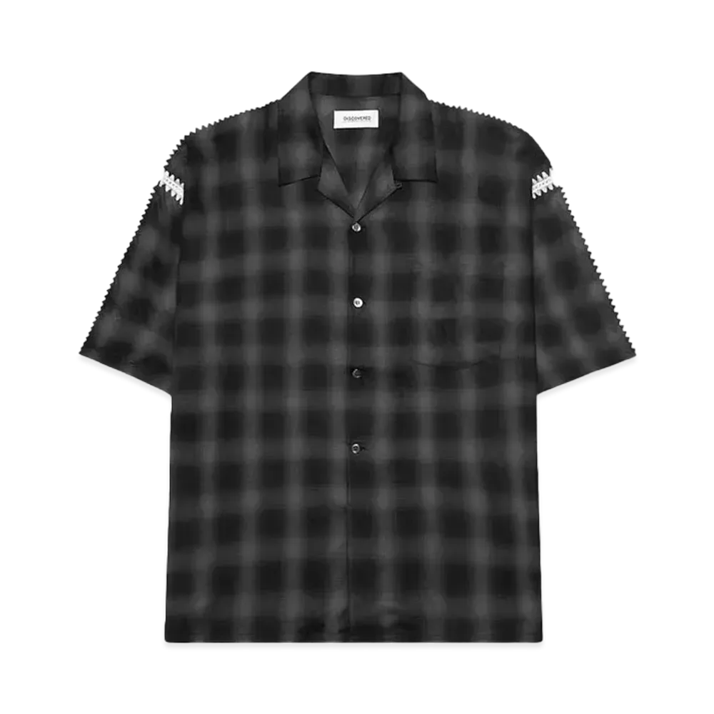 DISCOVERED OMBRE WIDE OPEN COLLAR SHIRTS "BLACK"