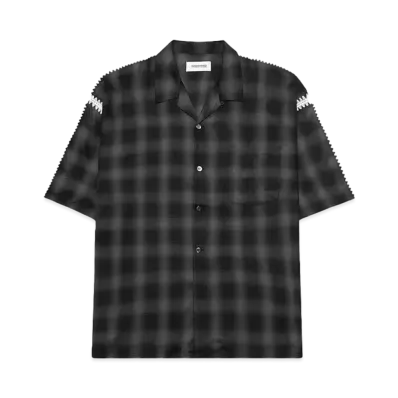 DISCOVERED OMBRE WIDE OPEN COLLAR SHIRTS "BLACK"