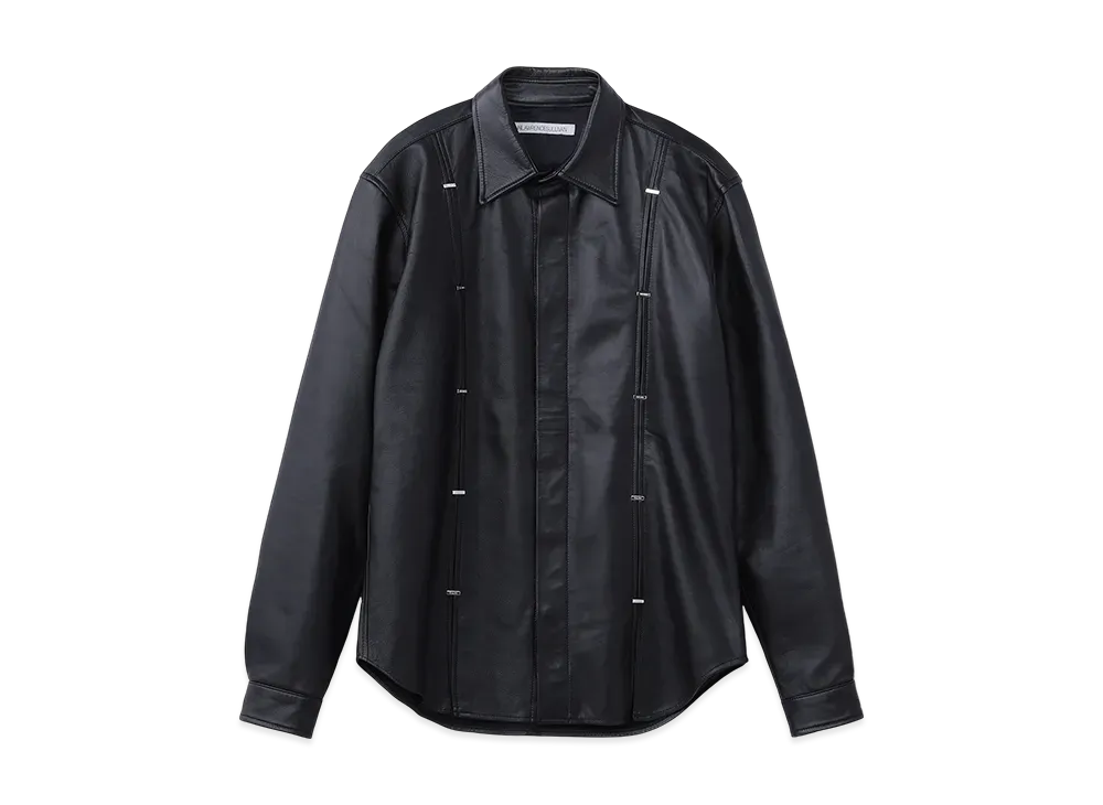 JOHN LAWRENCE SULLIVAN Leather Metal Line Shirt "Black"