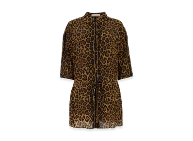 Valentino Garavani Women's Printed Silk Escape Shirt "Animal Print"