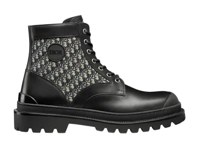 Dior Explorer Ankle Boot Smooth Calfskin and Dior Oblique Jacquard "Beige/Black"