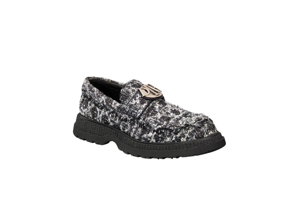 Dior Buffalo Loafer Cannage Cotton Tweed "Navy Blue"