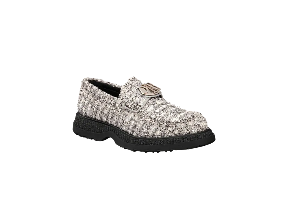 Dior Buffalo Loafer Cannage Cotton Tweed "Silver"