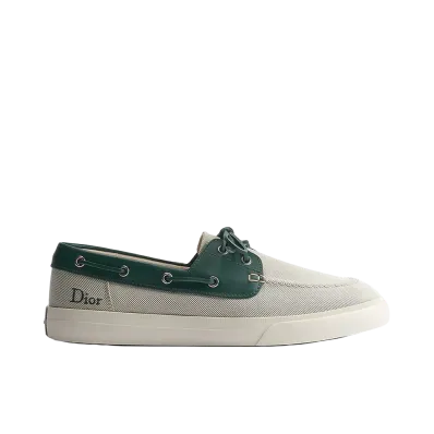 Dior Dioriviera Dior Chester Boat Shoe Cotton Canvas Smooth Calfskin "Green"