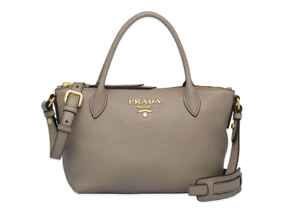PRADA Leather Handbag "Light Gray"