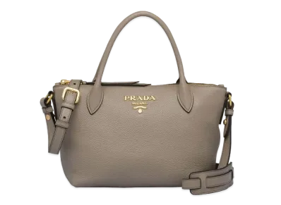 PRADA Leather Handbag "Light Gray"