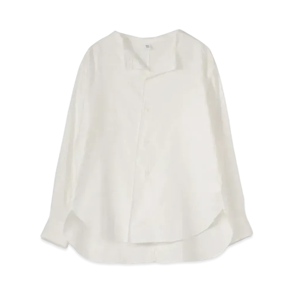 Yohji Yamamoto Y's C/ THIN TWILL CUTTING OUT COLLAR BLOUSE "White"