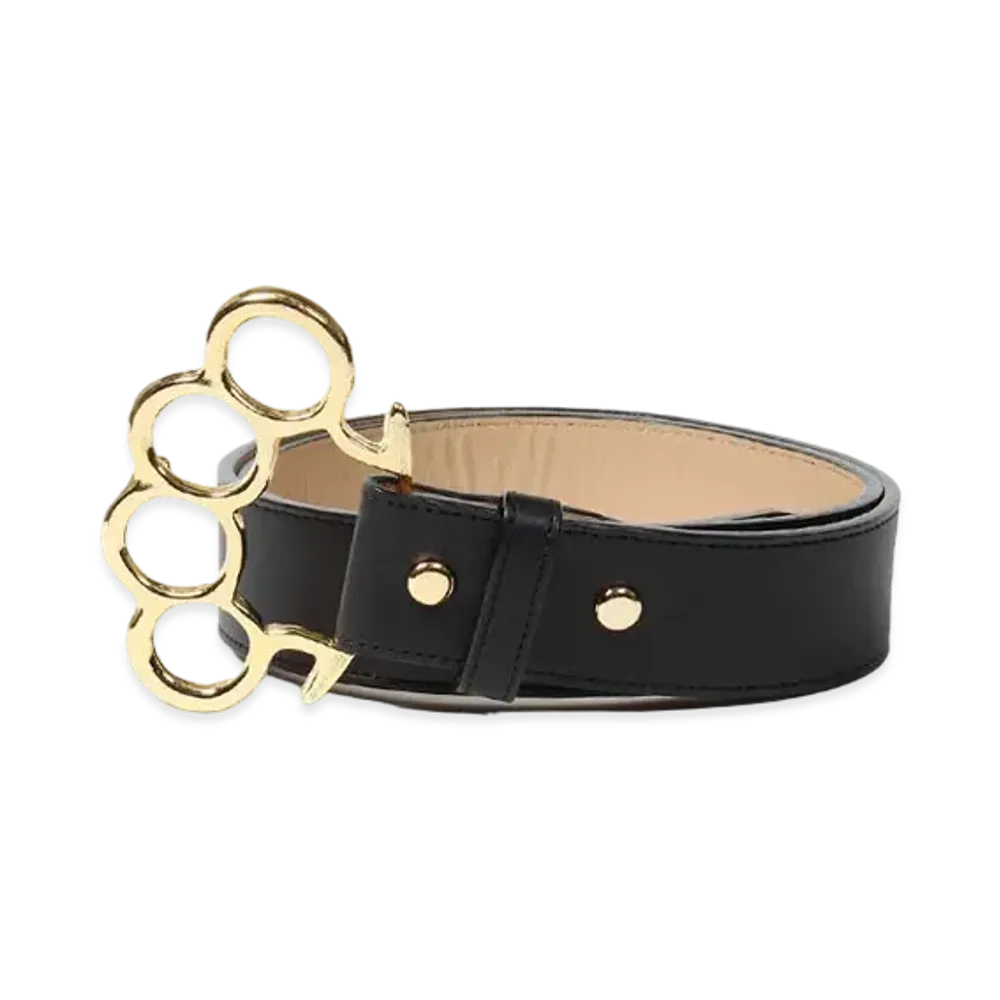 WACKO MARIA Johnny / Leather Belt "Black-Gold"